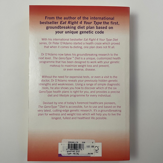 The GenoType Diet - Peter D'Adamo - Back Cover