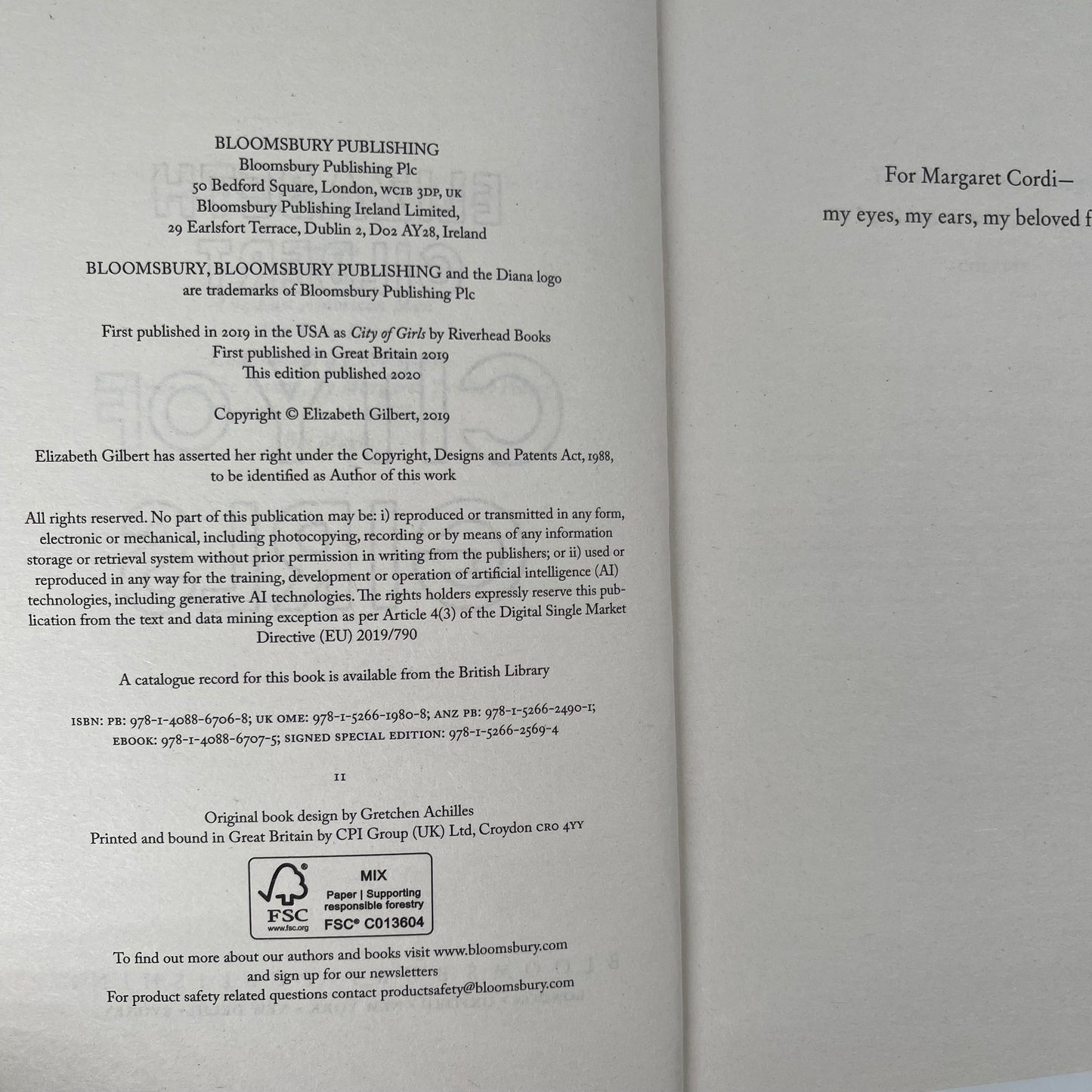 City of Girls - Elizabeth Gilbert - Condition Detail 1
