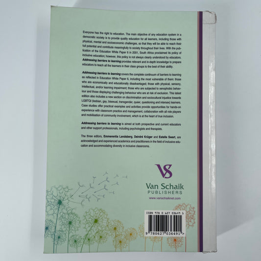 Addressing Barriers to Learning A South African Perspective - Emmerentia Landsberg - Back Cover