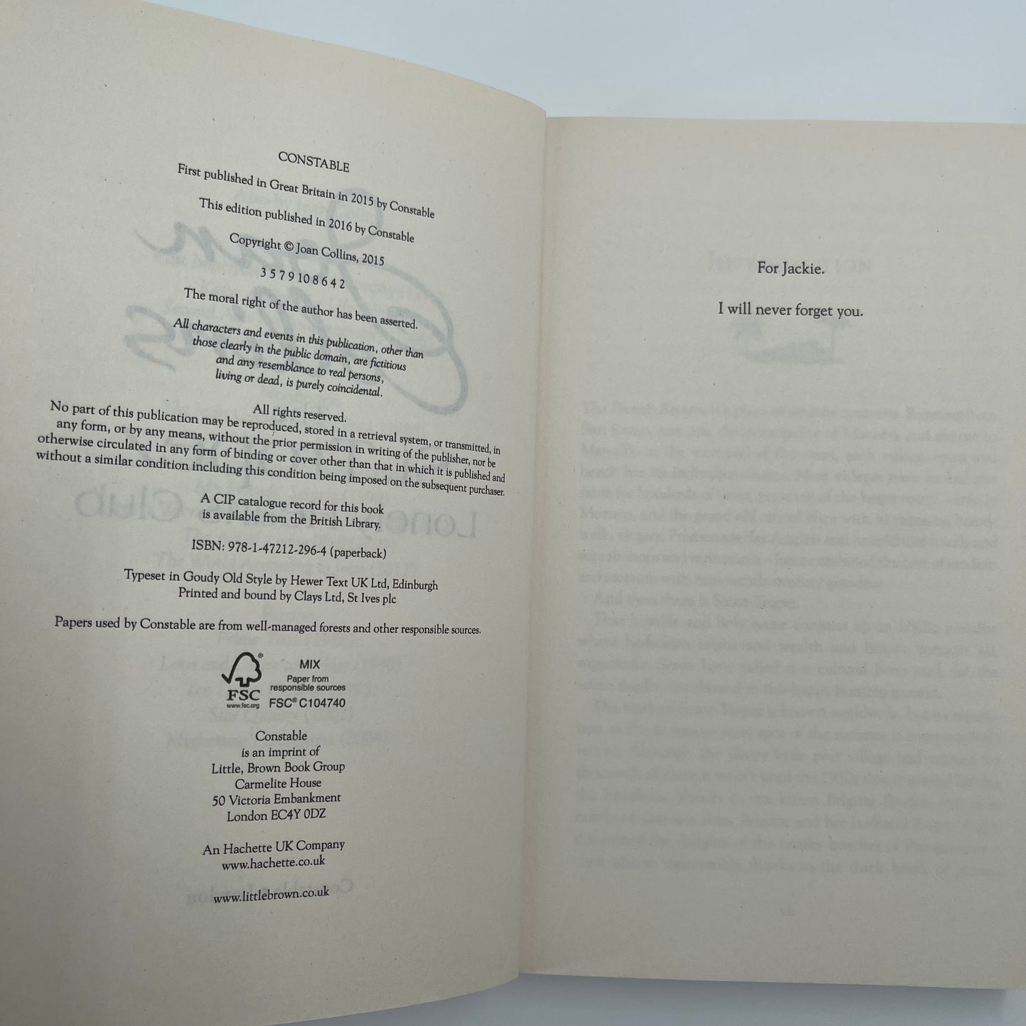 The St. Tropez Lonely Hearts Club A Novel - Joan Collins - Condition Detail 1