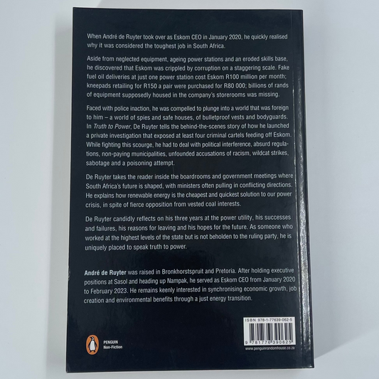 Truth to Power My Three Years Inside Eskom - André De Ruyter - Back Cover