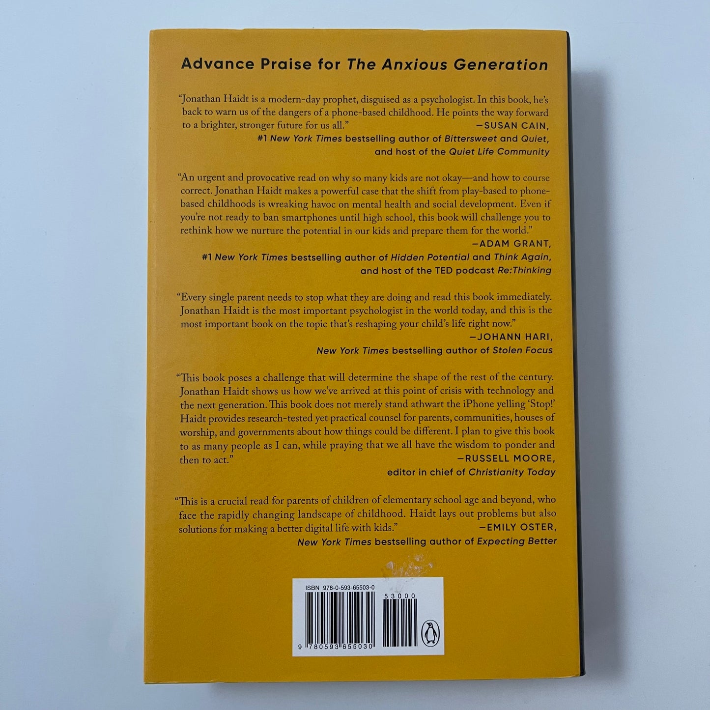 The Anxious Generation How the Great Rewiring of Childhood Is Causing an Epidemic of Mental Illness - Jonathan Haidt - Back Cover