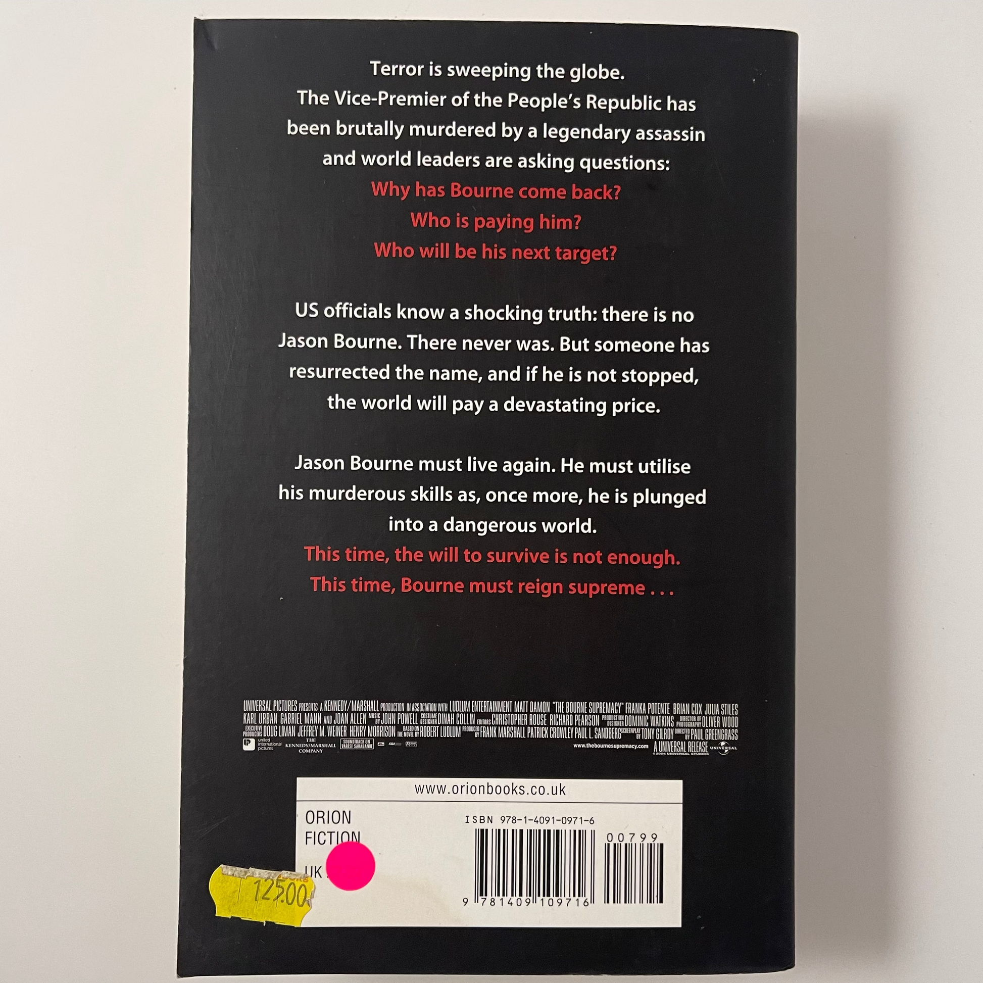 The Bourne Supremacy - Robert Ludlum - Back Cover