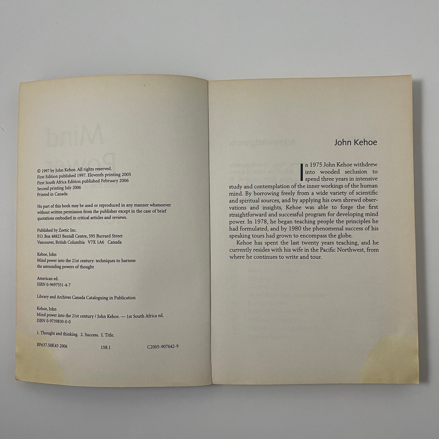 Mind Power Into the 21st Century - John Kehoe - Back Cover