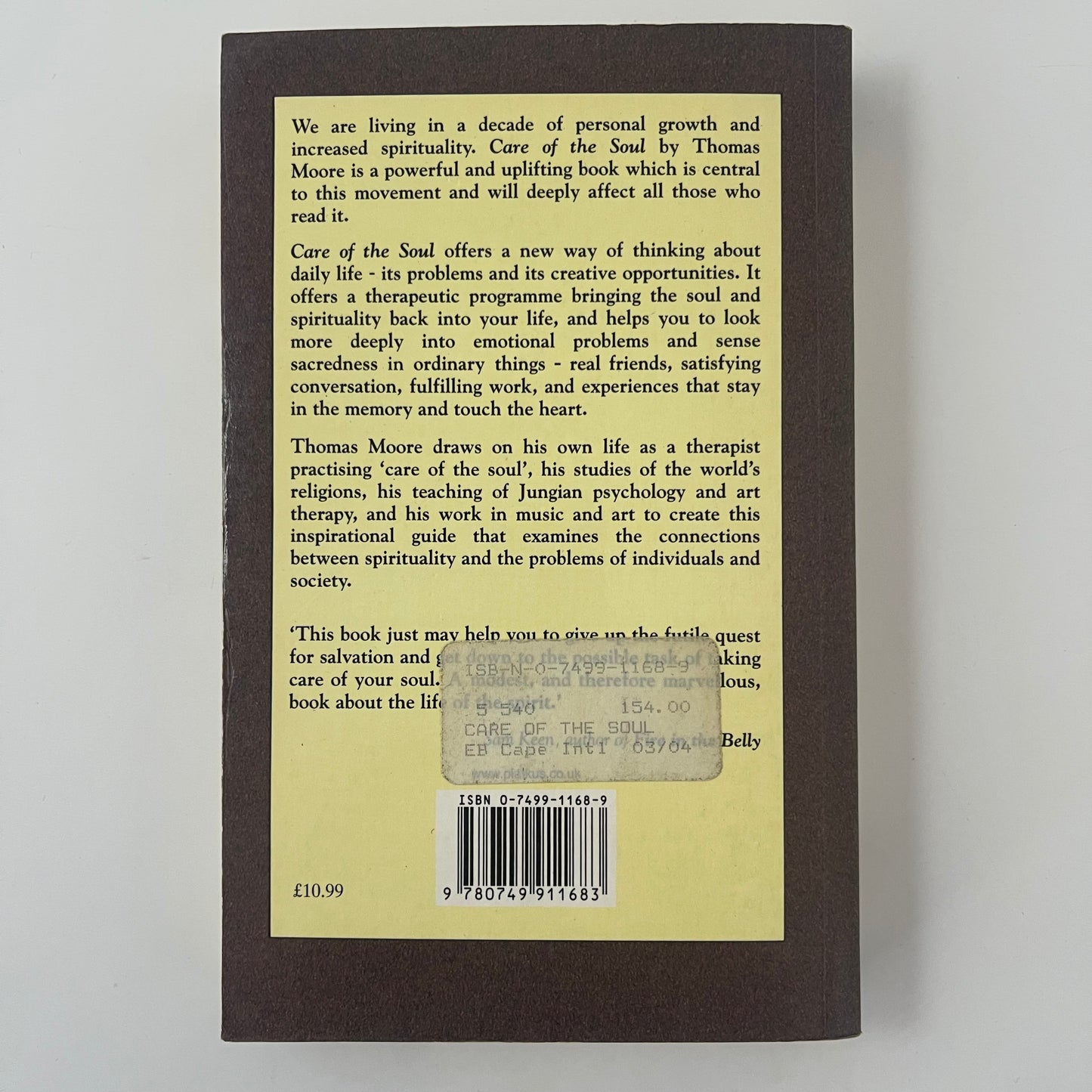 Care of the Soul How to Add Depth and Meaning to Your Everyday Life - Thomas Moore - Back Cover