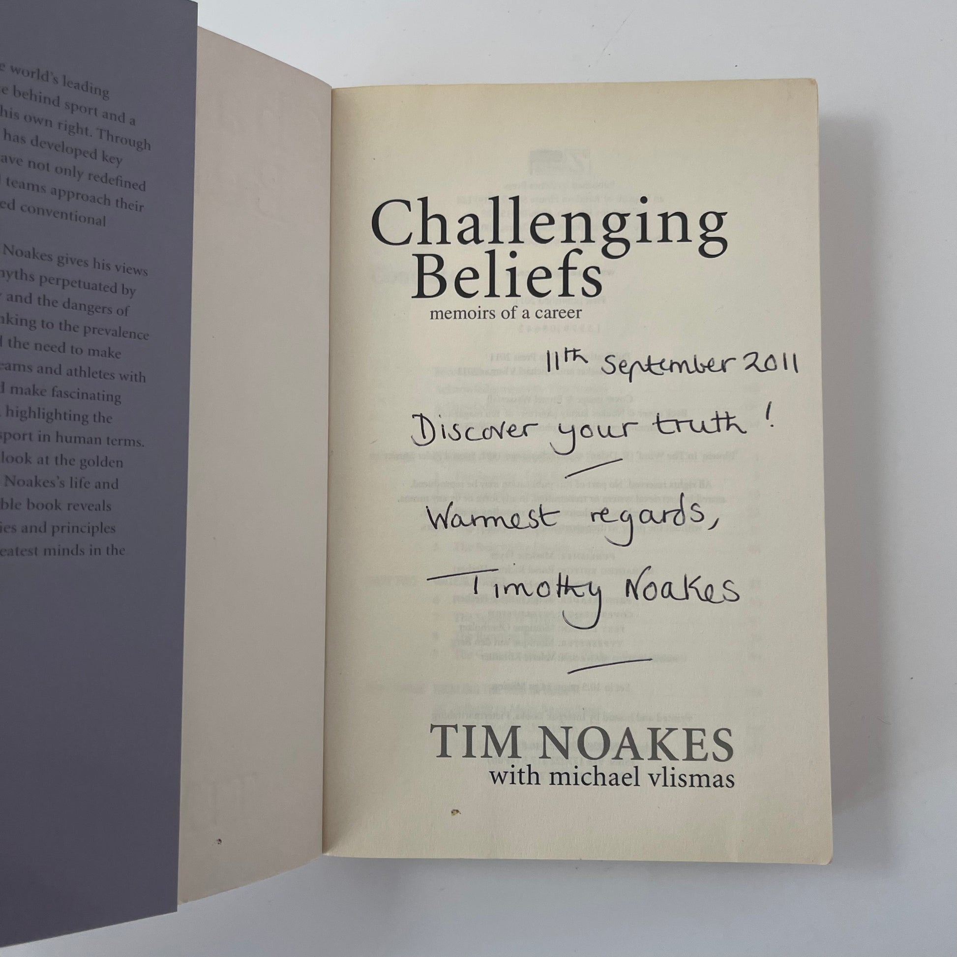 Challenging Beliefs Memoirs of a Career - Timothy Noakes - Condition Detail 1