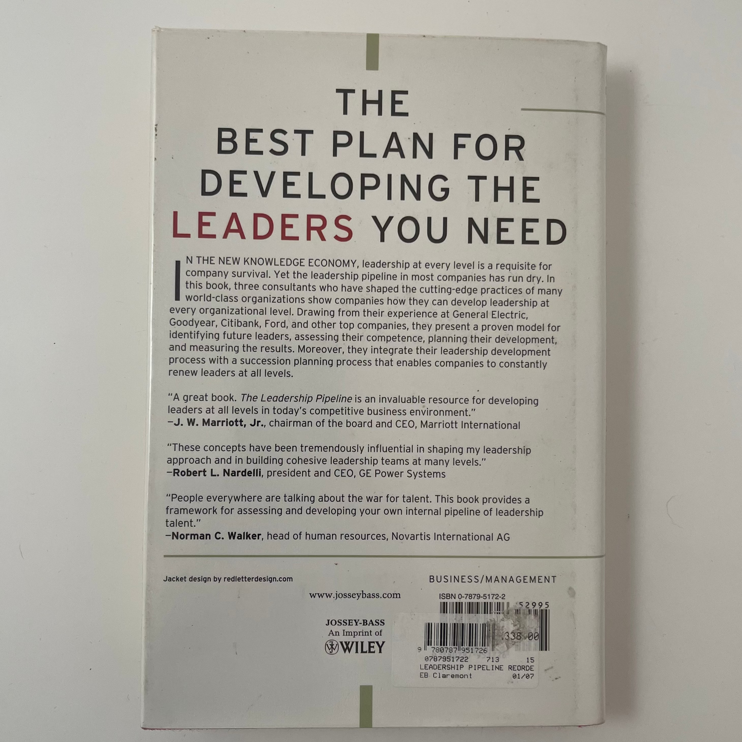 The Leadership Pipeline How to Build the Leadership-Powered Company - Ram Charan - Back Cover
