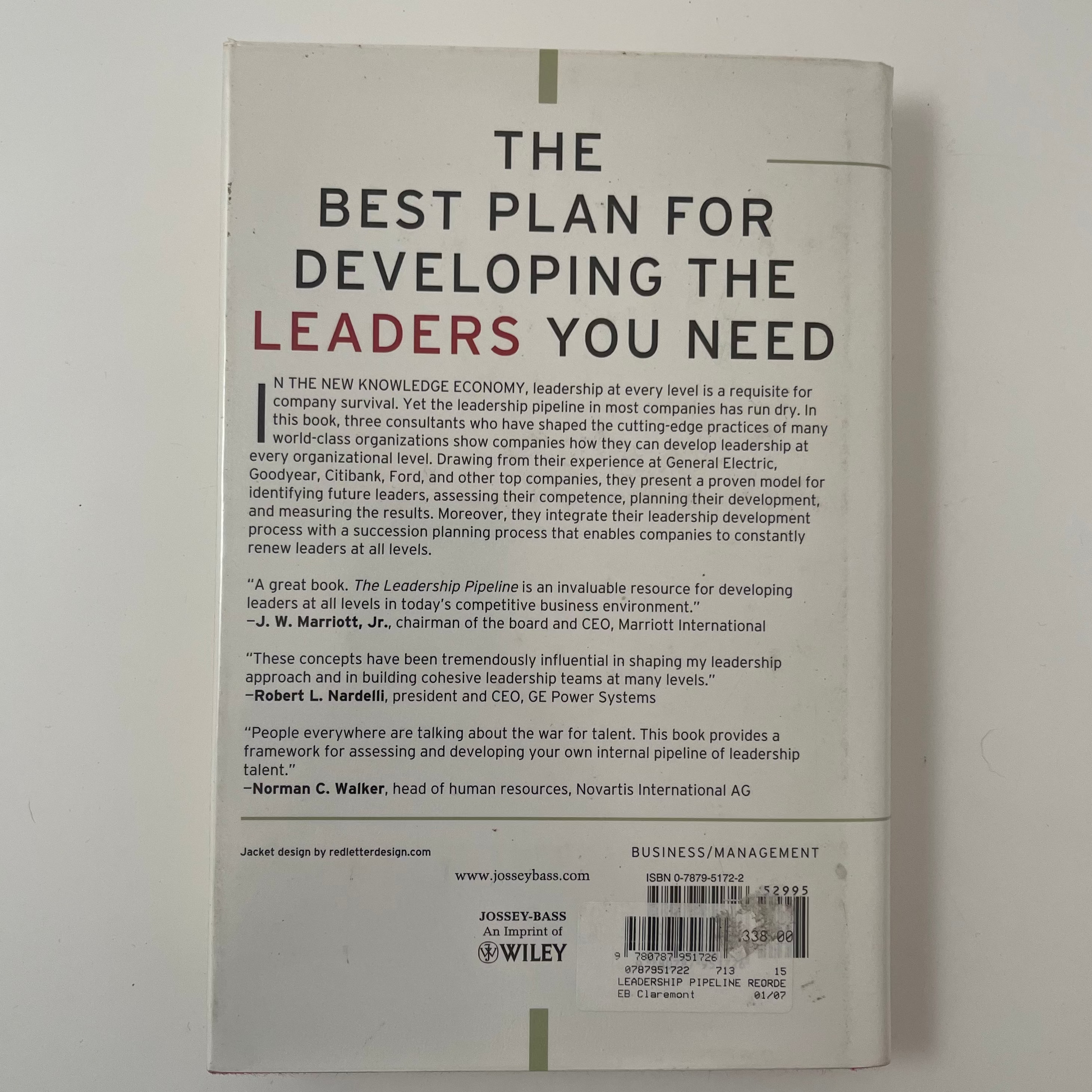 The Leadership Pipeline How to Build the Leadership-Powered Company - Ram Charan - Back Cover