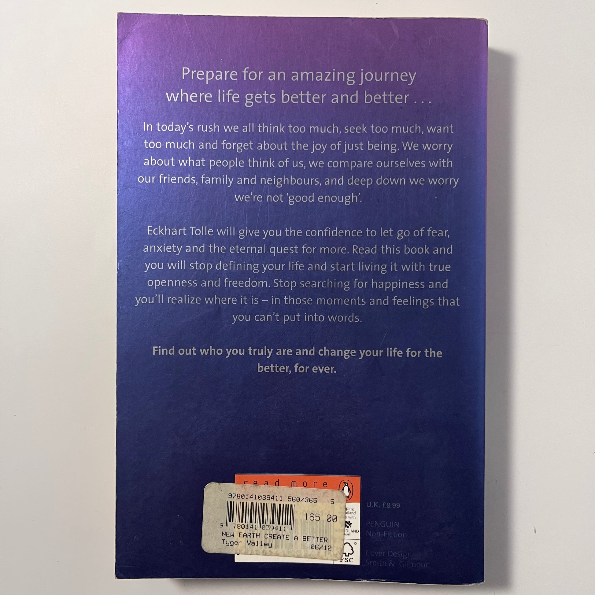 A New Earth Create a Better Life - Eckhart Tolle - Back Cover