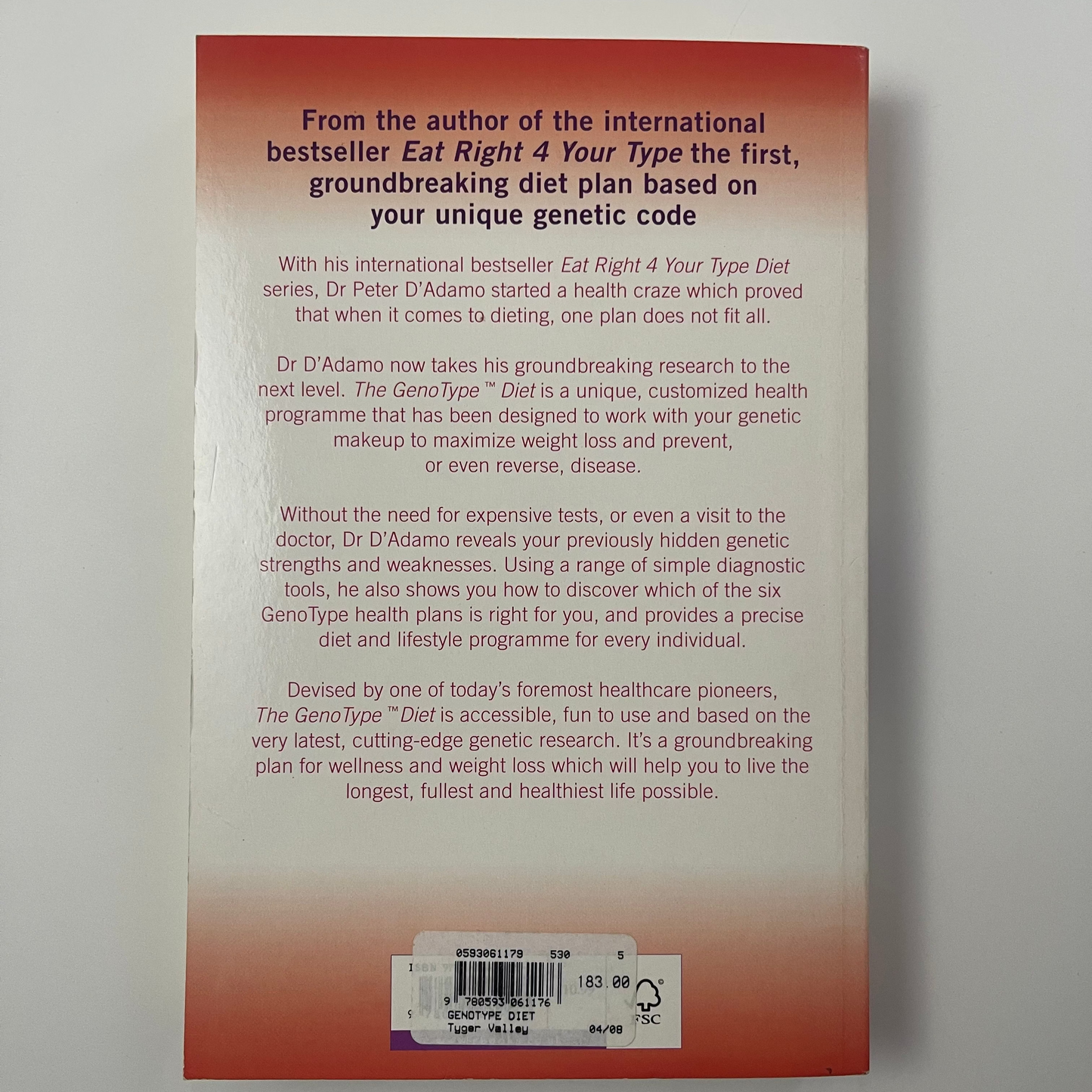 The GenoType Diet - Peter D'Adamo - Back Cover