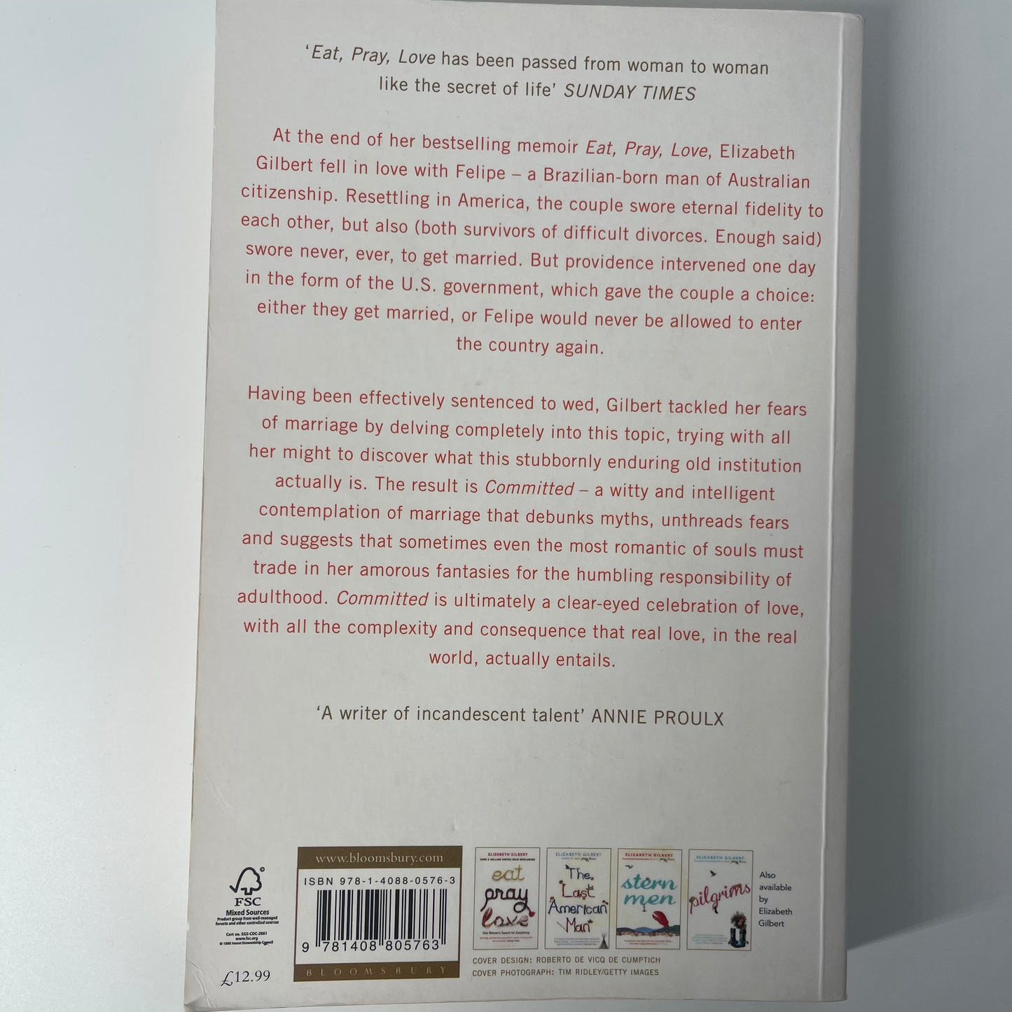 Committed A Sceptic Makes Peace with Marriage - Elizabeth Gilbert - Back Cover