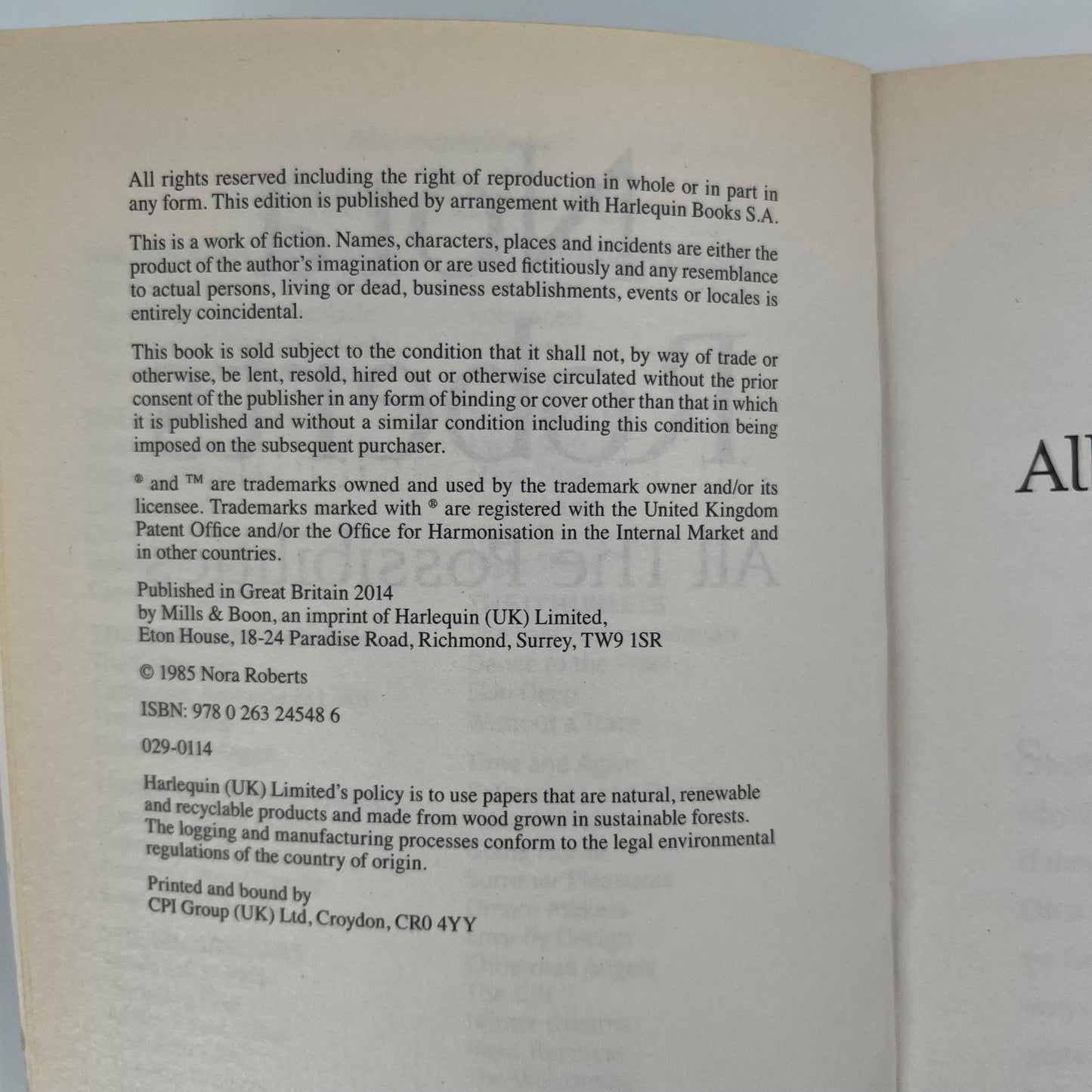 All the Possibilities - Nora Roberts - Condition Detail 1