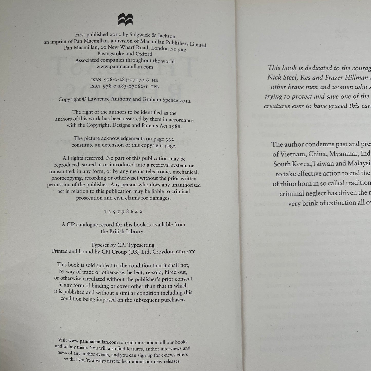 The Last Rhinos The Powerful Story of One Man's Battle to Save a Species - Lawrence Anthony - Condition Detail 1