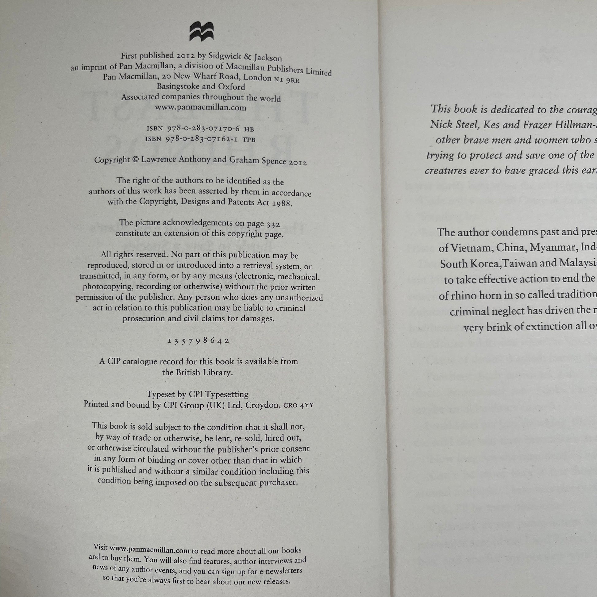 The Last Rhinos The Powerful Story of One Man's Battle to Save a Species - Lawrence Anthony - Condition Detail 1