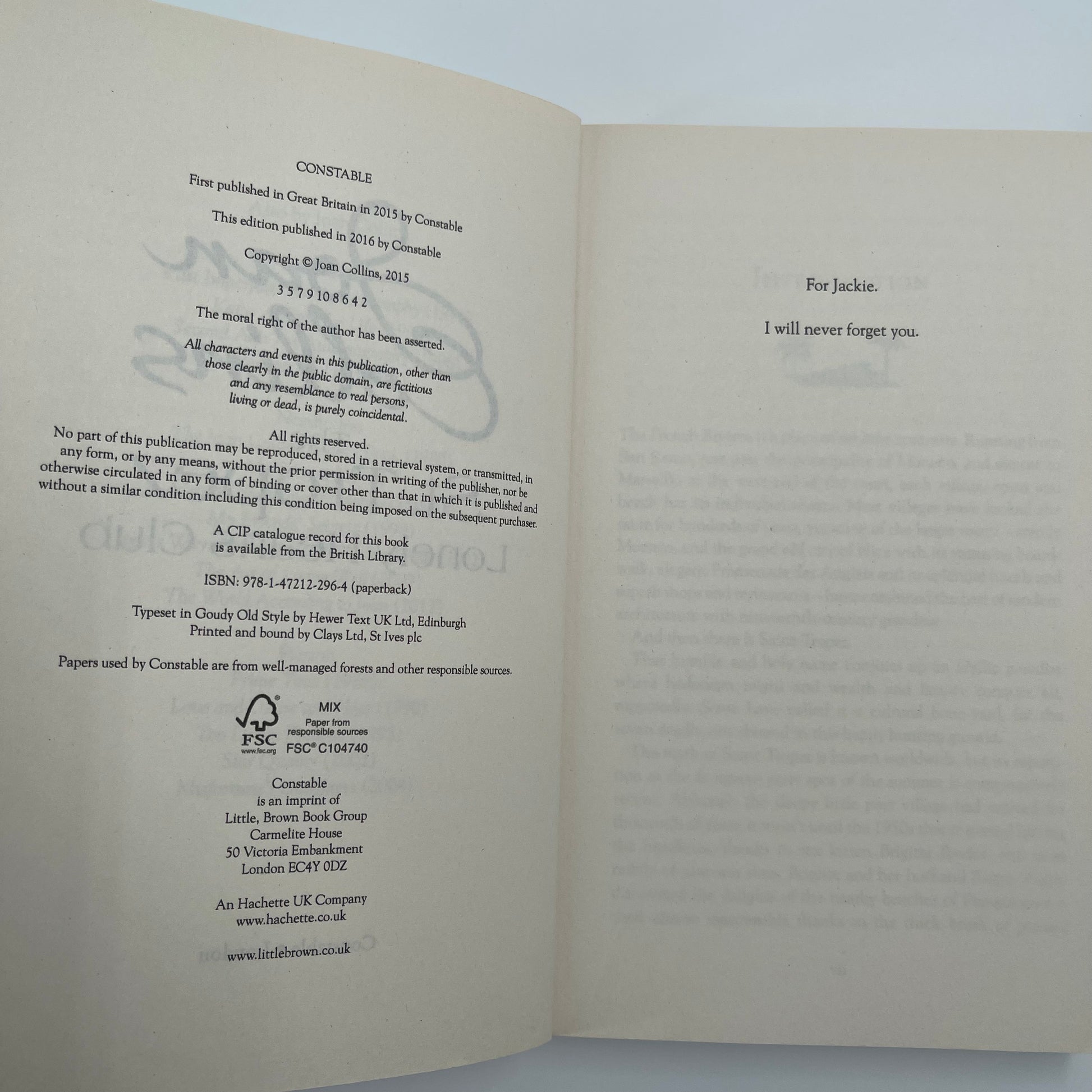 The St. Tropez Lonely Hearts Club A Novel - Joan Collins - Condition Detail 1