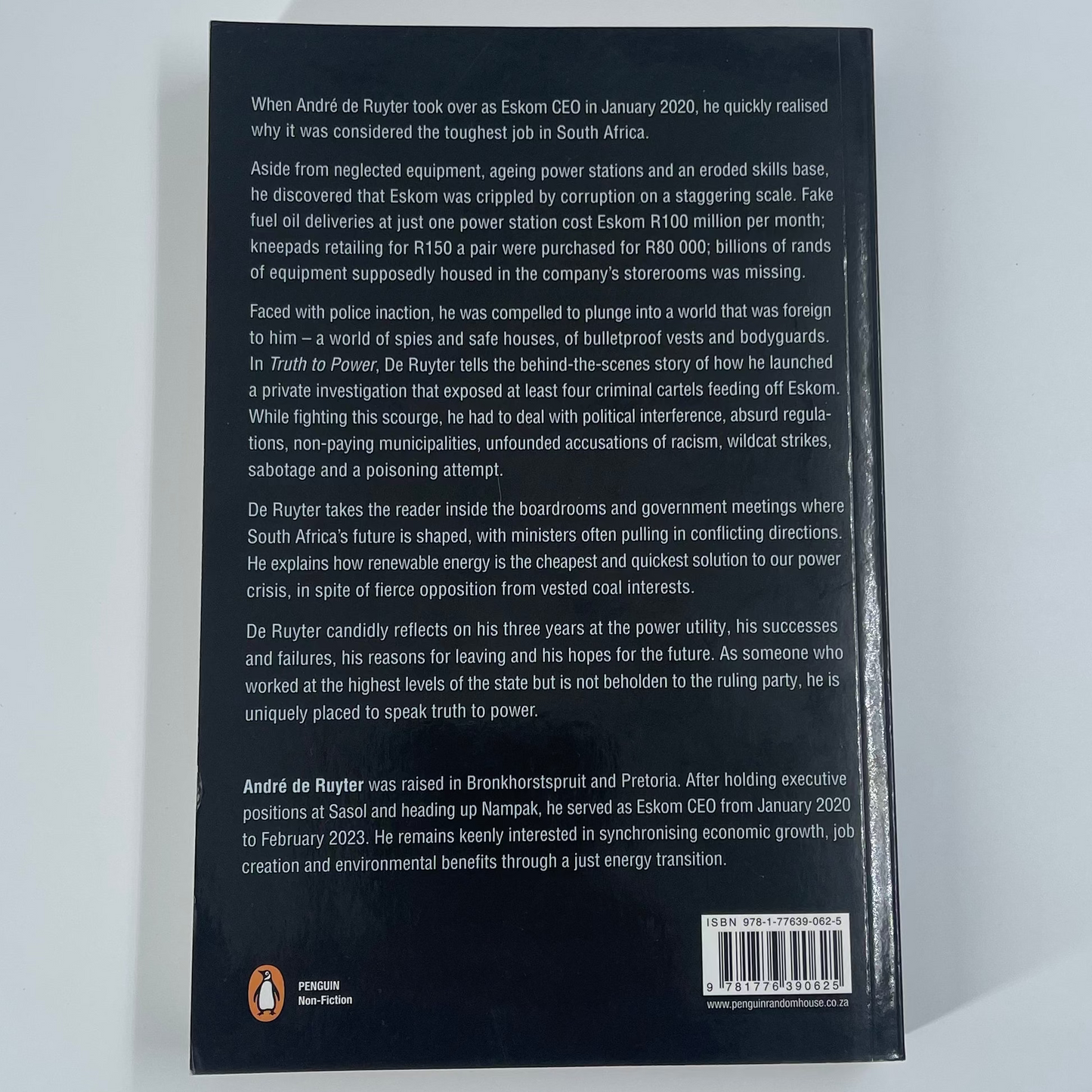 Truth to Power My Three Years Inside Eskom - André De Ruyter - Back Cover