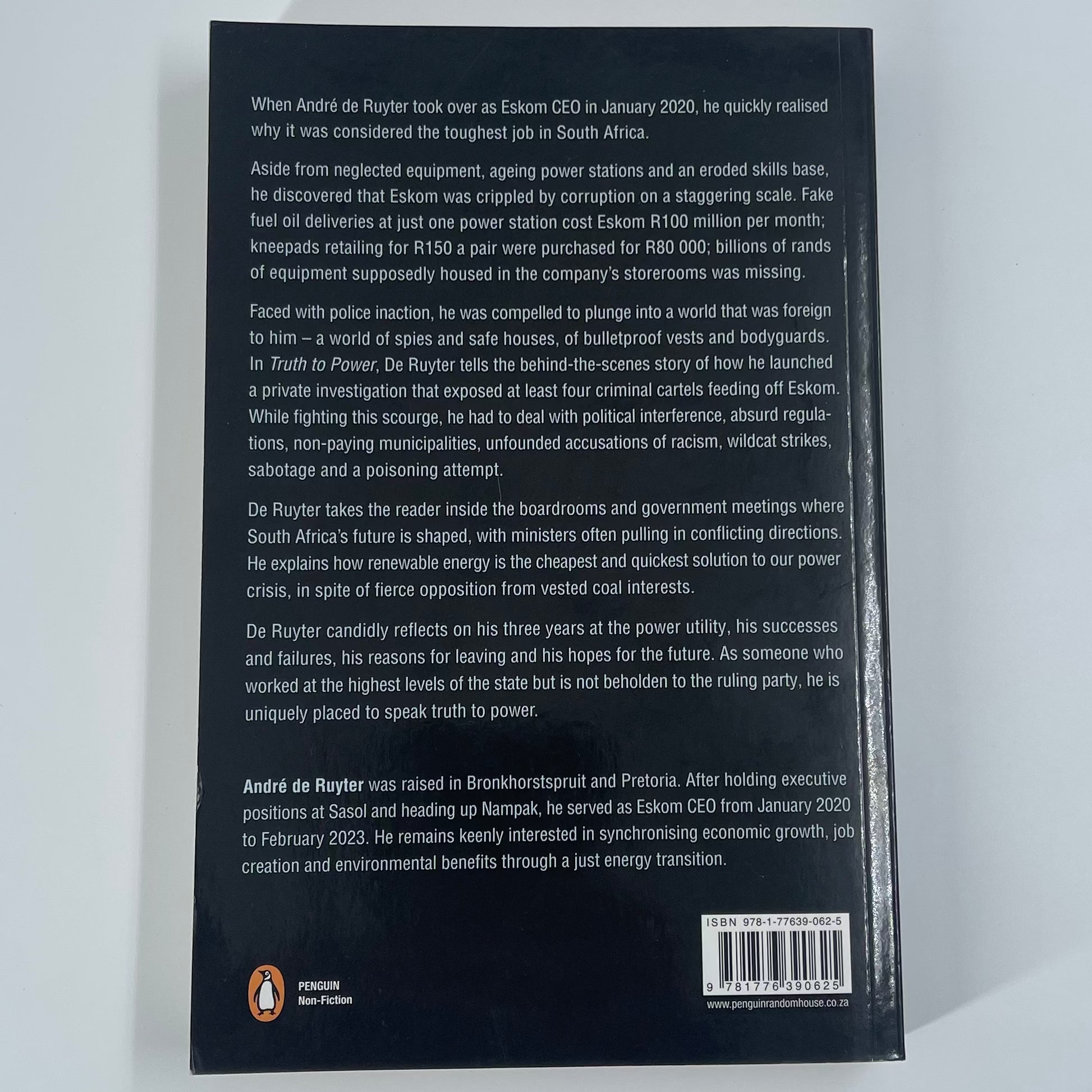 Truth to Power My Three Years Inside Eskom - André De Ruyter - Back Cover