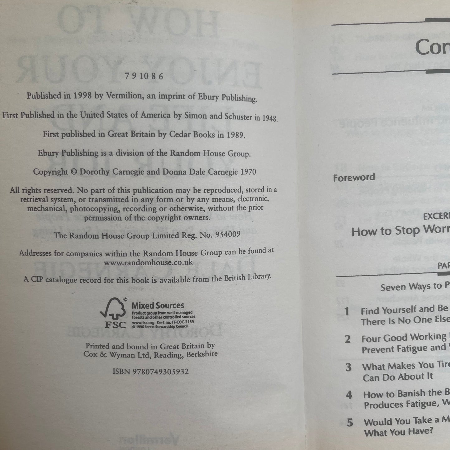 How to Enjoy Your Life and Your Job Selections from How to Win Friends and Influence People, and How to Stop Worrying and Start Living - Dale Carnegie - Condition Detail 6