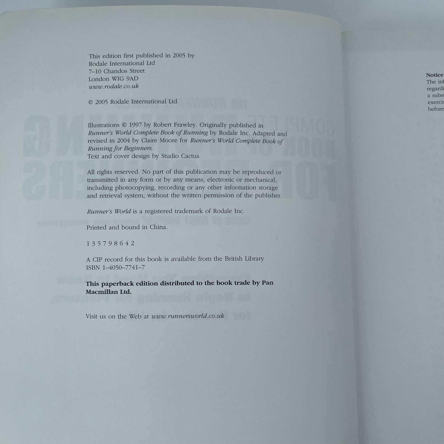 Runner's World Complete Book of Running for Beginners - Amby Burfoot - Condition Detail 3