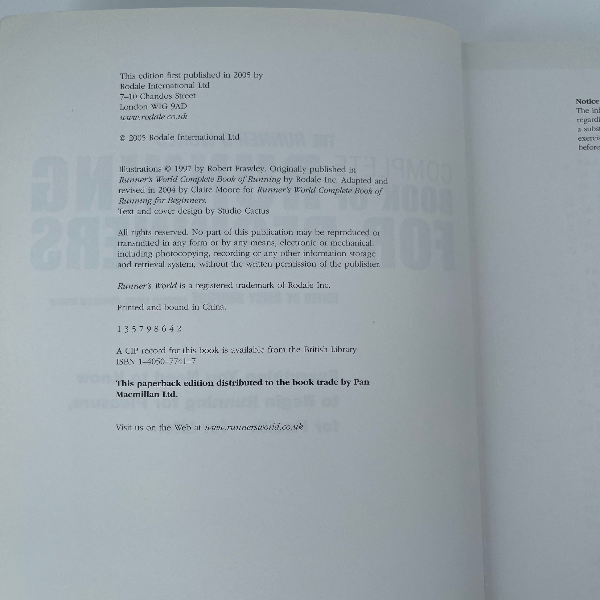 Runner's World Complete Book of Running for Beginners - Amby Burfoot - Condition Detail 3