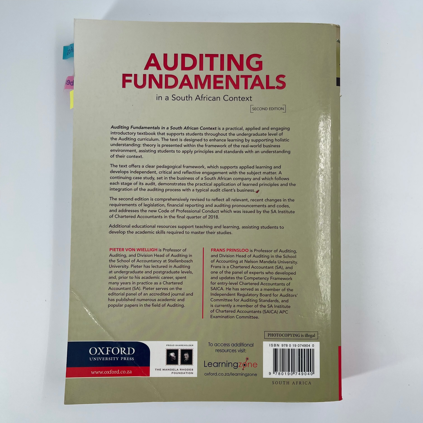 Auditing Fundamentals in a South African Context - Gerrit Penning - Back Cover