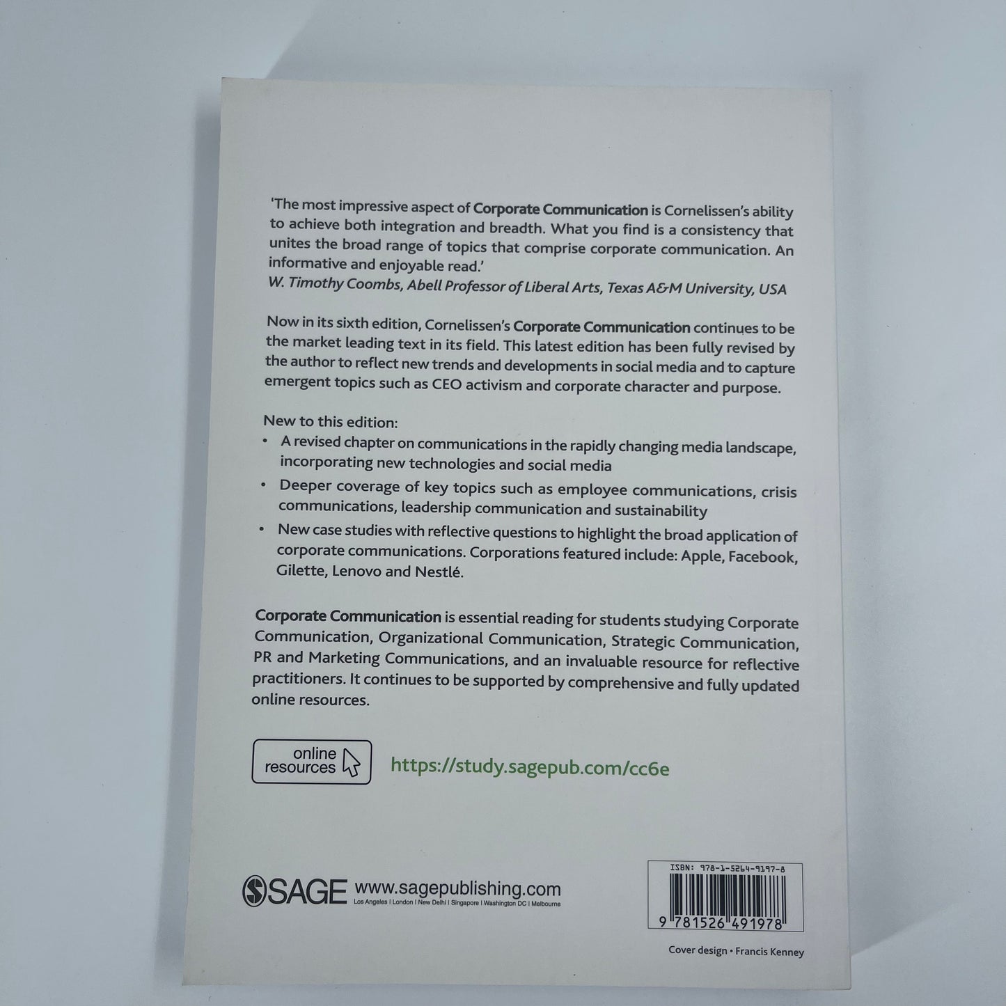 Corporate Communication A Guide to Theory and Practice - Joep Cornelissen - Back Cover