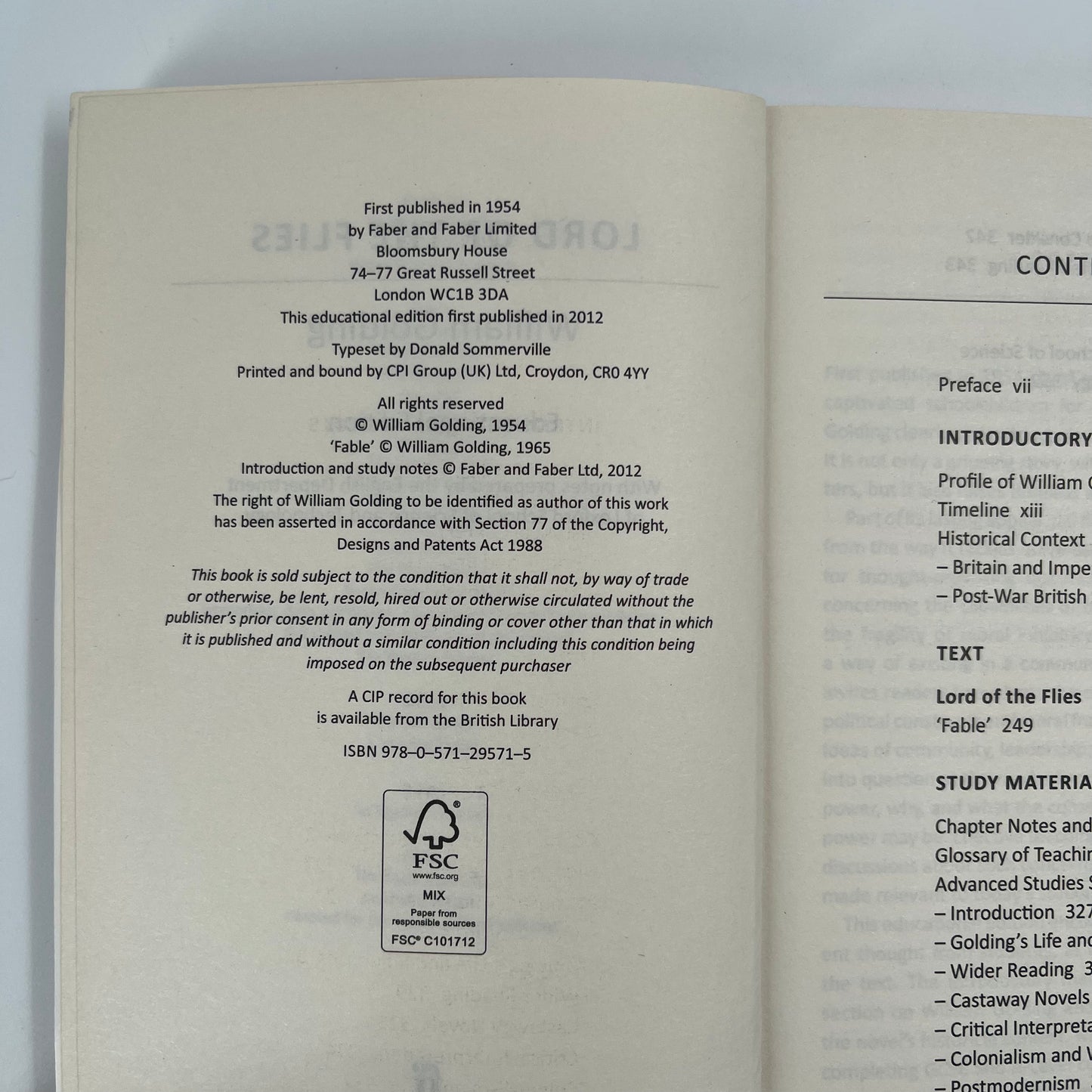Lord of the Flies - William Golding - Condition Detail 1