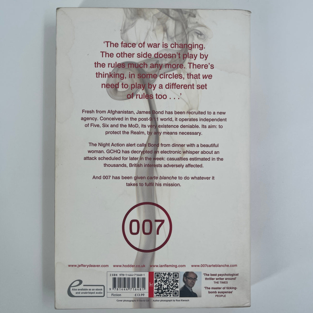 Carte blanche: a James Bond novel - Jeffery Deaver - Back Cover