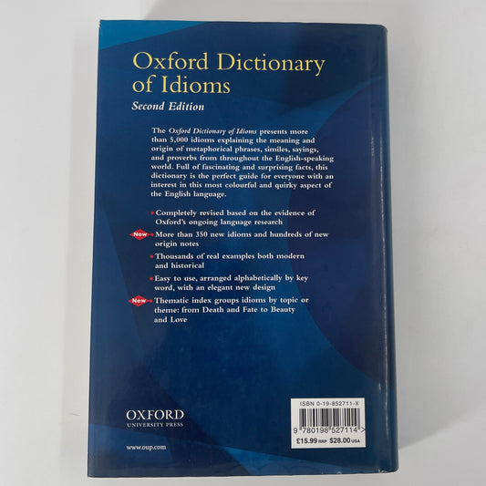 The Oxford Dictionary of Idioms - Unknown Author - Back Cover