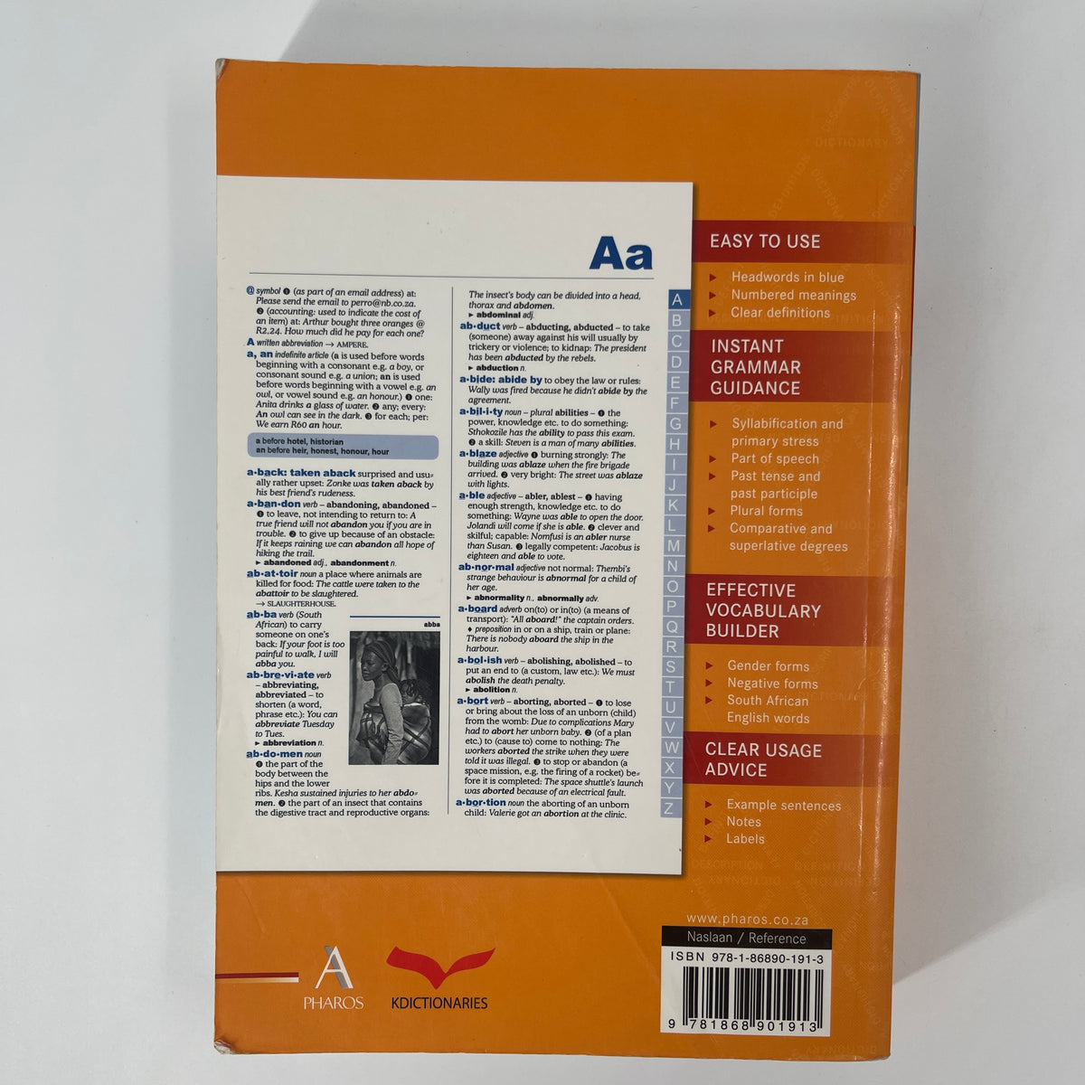 Pharos's English Dictionary for South African Schools - Unknown Author - Back Cover