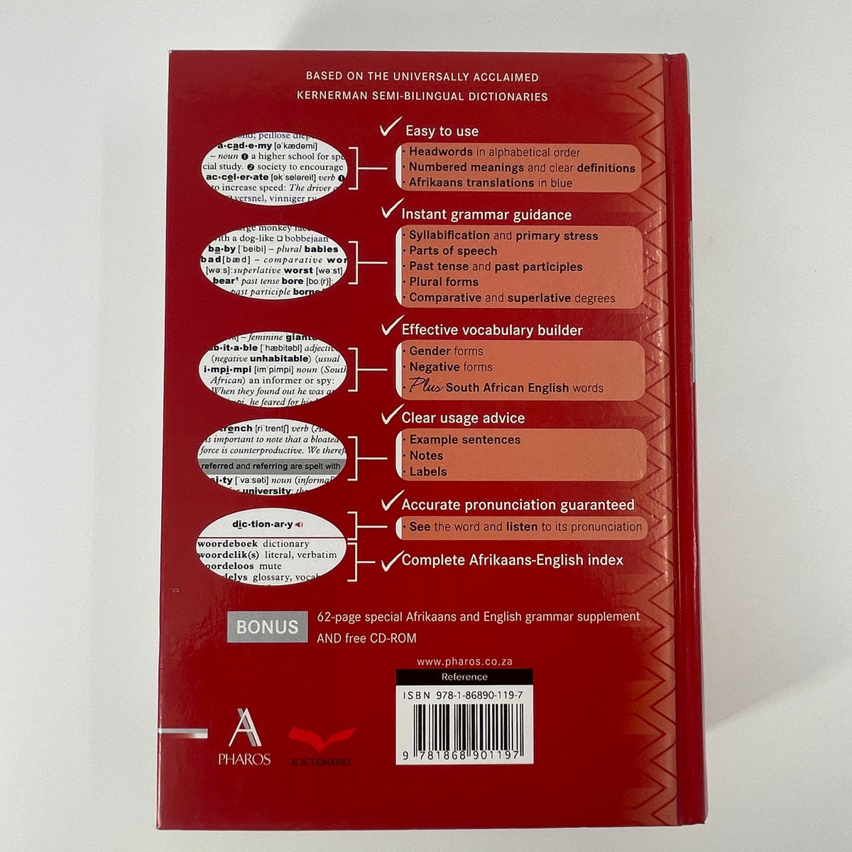 Pharos English dictionary for South Africa - Unknown Author - Back Cover
