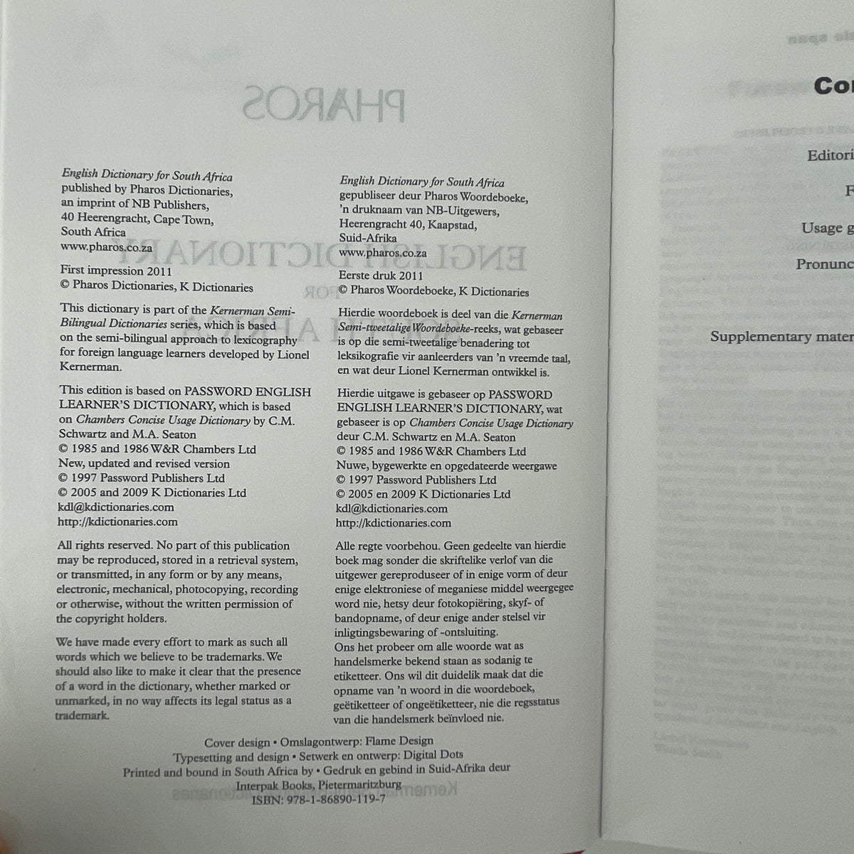 Pharos English dictionary for South Africa - Unknown Author - Condition Detail 1