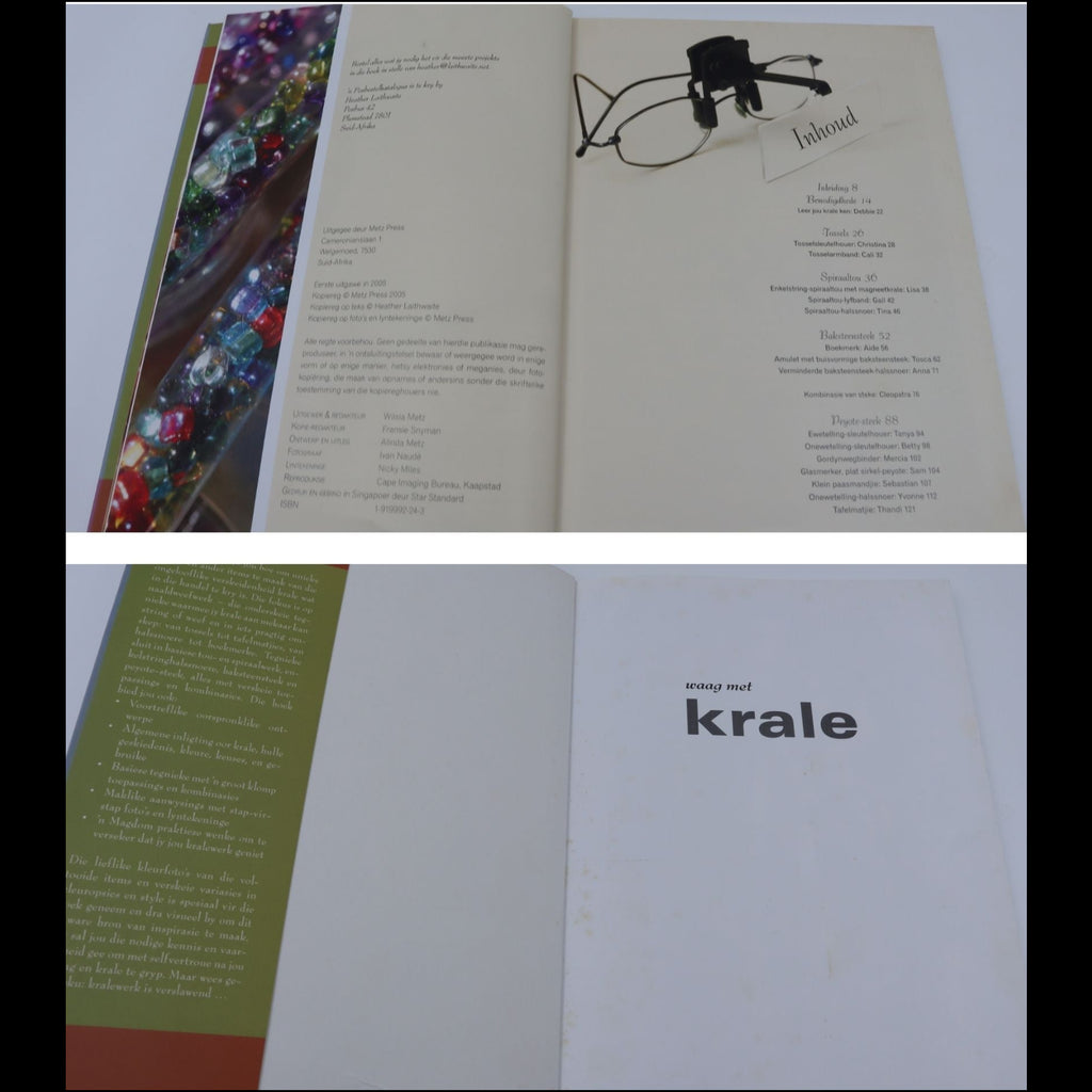 Open book with text and a tag labeled 'krale' on a light gray background