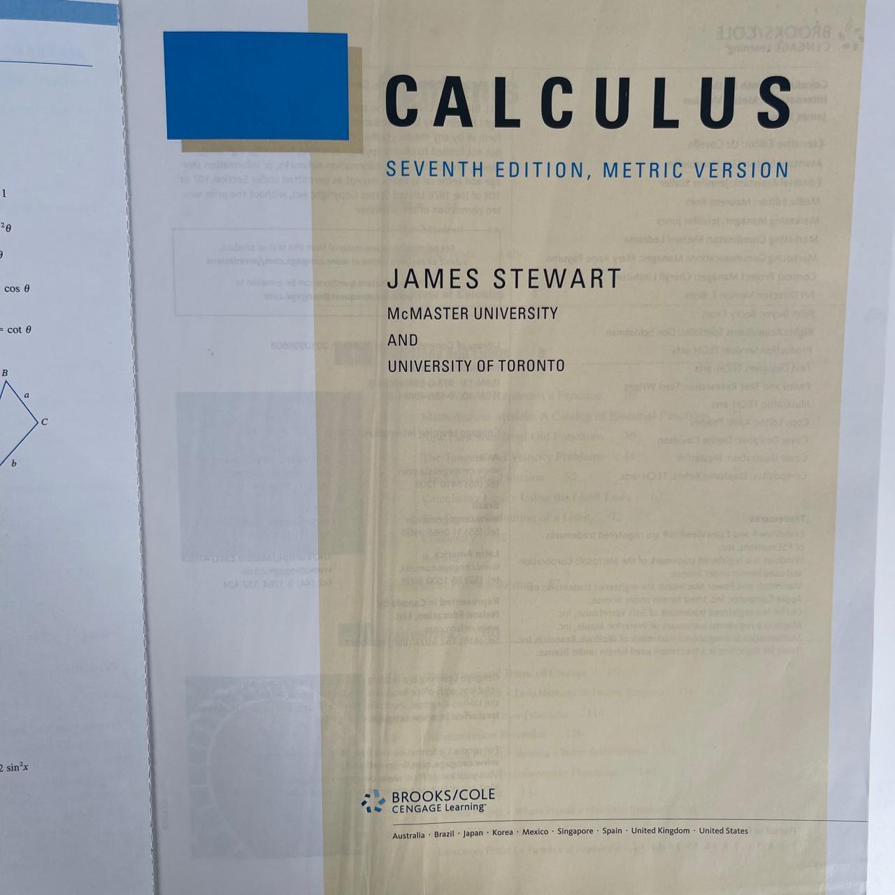 Calculus (7th Edition) — International Metric Edition