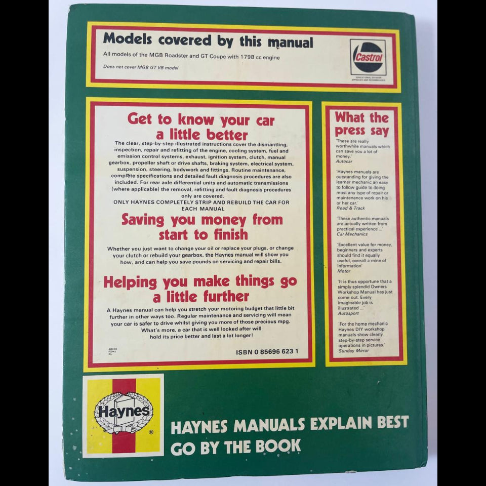 MGB 1962–1980 Roadster & GT Coupe 1798 cc Owners Workshop Manual