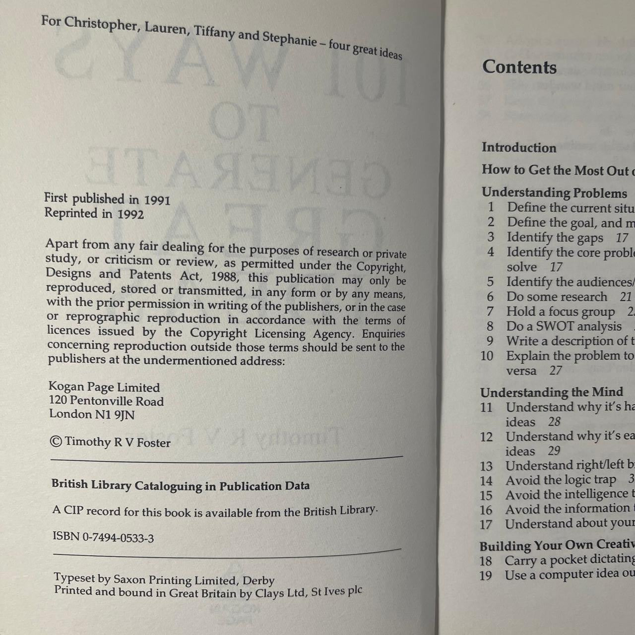 101 Ways to Generate Great Ideas — Timothy R. V. Foster