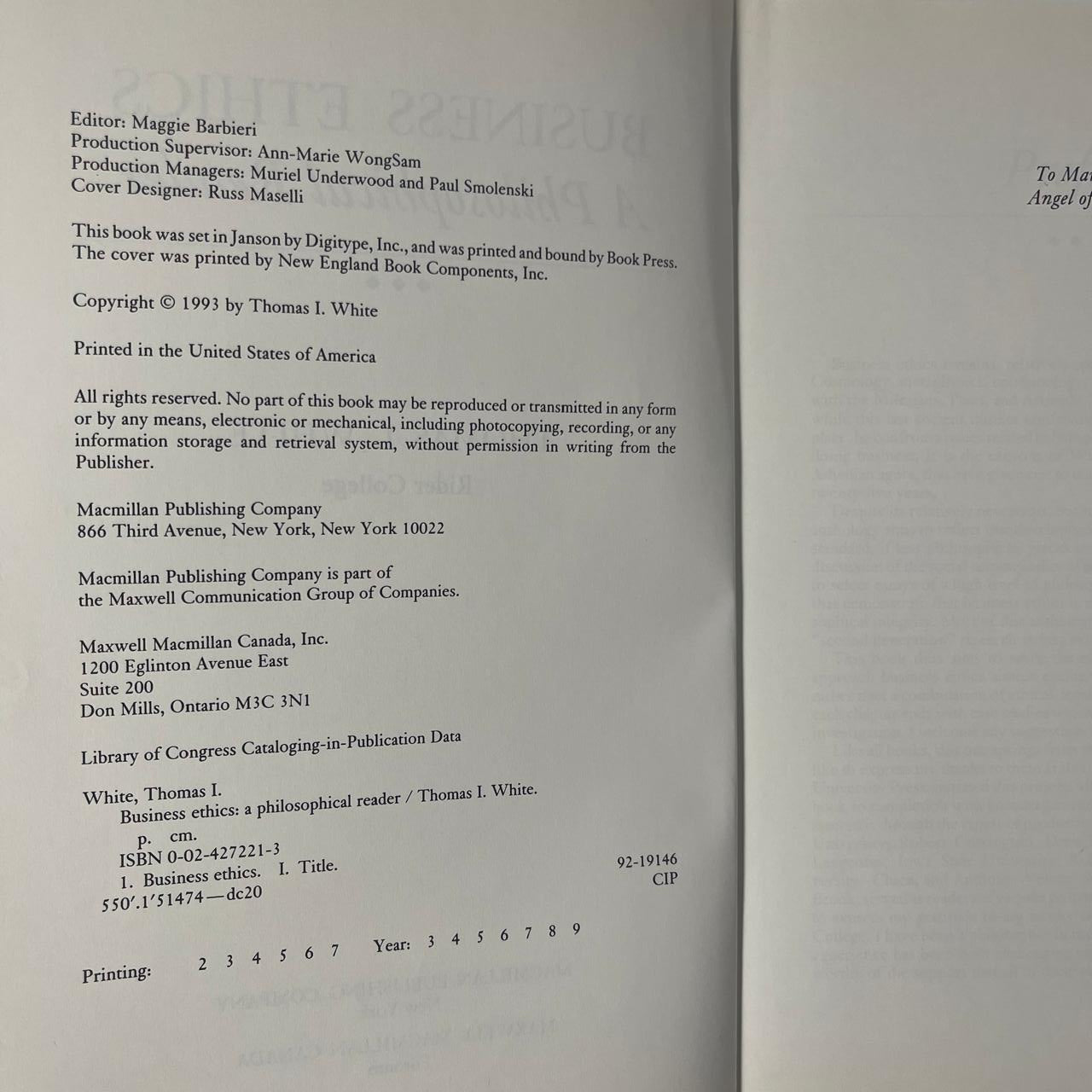 Business Ethics: A Philosophical Reader — Thomas I. White