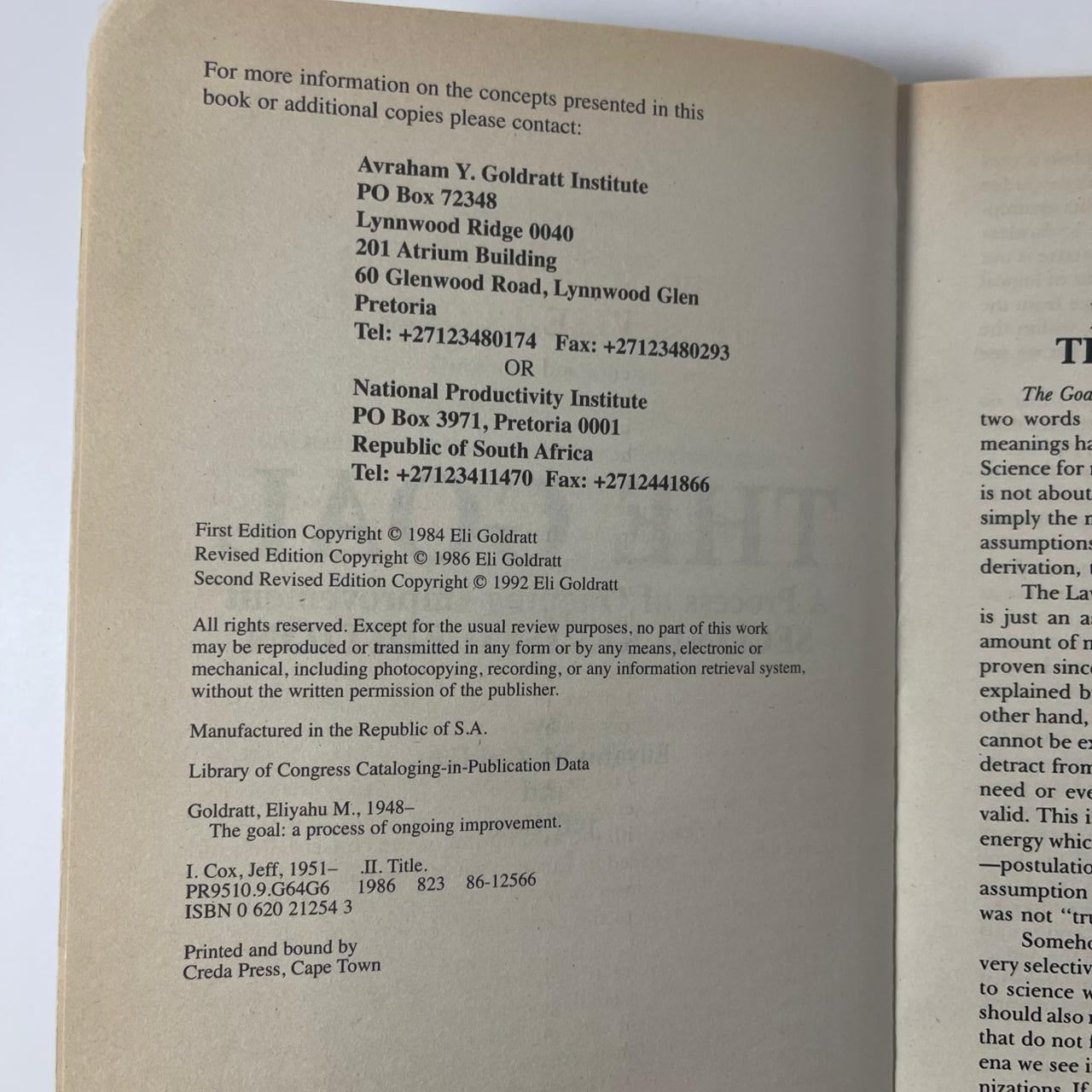 The Goal: A Process of Ongoing Improvement — Eliyahu M. Goldratt
