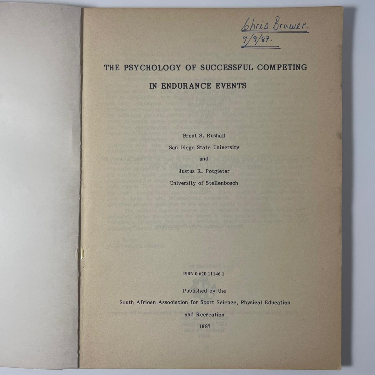 The Psychology of Successful Competing in Endurance Events — Brent S. Rushall & J. R. Potgieter