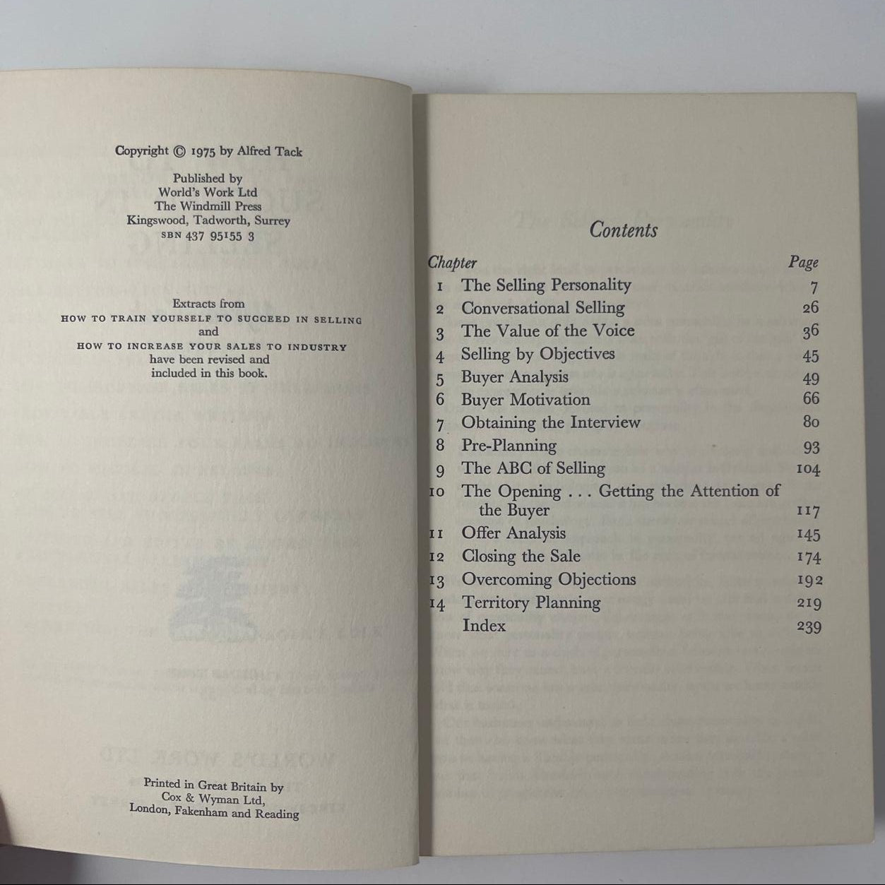 How to Succeed in Selling — Alfred Tack