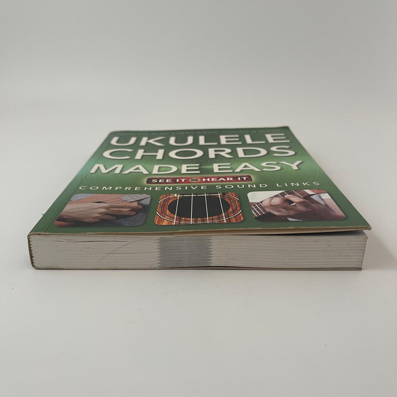 Book titled 'Ukulele Chords Made Easy' on a white background